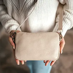 Сумка жіноча шкіряна через плече Handycover S406 бежева через плече маленька - мініатюра 6