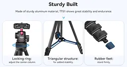 Штатив Ulanzi Vijim Vlog Portable Tripod UV-T089GBB1 TT51 Black - мініатюра 8