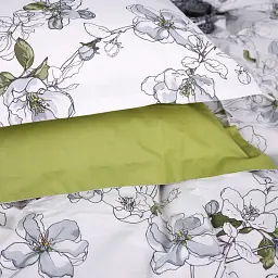 Простирадло на гумці MirSon Поплін 00-1 Olive Flowers 70х140 см зелене (2200009699443) - мініатюра 6
