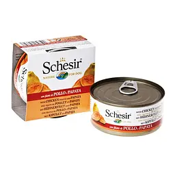 Консерви для собак Schesir Chicken Papaya з філе курки, папаєю та рисом у желе 150 г