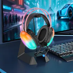 Навушники накладні Hoco W109 Plus ігрові з LED підсвічуванням USB чорний - мініатюра 2