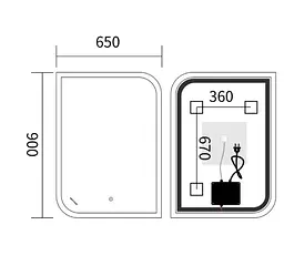 Дзеркало Mixxus Premium BEVEL MA02-90x65-REVERSE (LED Touch, Anti-fog, (3-6,5kK)) (MP6641) - мініатюра 6