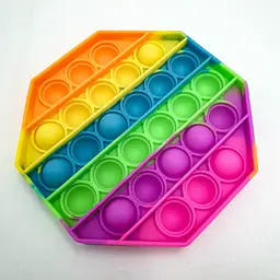 Сенсорна іграшка антистрес силіконова нескінченна пухирця поп іт UKC Pop It Fidget восьмигранник веселка - мініатюра 2