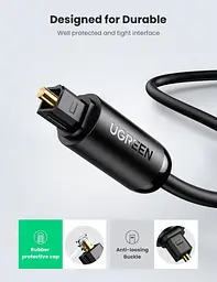 Аудіокабель Ugreen AV122 Toslink Optical Audio Cable 2 м чорний (UGR-70892) - мініатюра 3