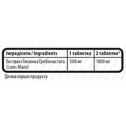 Гриб їжовик гребінчастий або Левова грива Sporter Lion's Mane 500 мг 60 таблеток - мініатюра 2