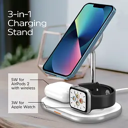 Зарядний пристрій 15W 3-in-1 Magnetic Wireless Fast Charger white Energizer - мініатюра 5
