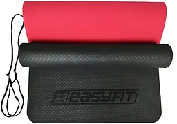 Килимок для йоги та фітнесу EasyFit TPE+TC 6мм двошаровий чорний-червоний (EF-1924-BR) - мініатюра 6