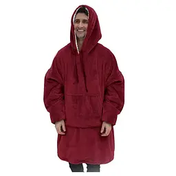 Толстовка-плед з капюшоном Huggle Hoodie двостороння Червоний - мініатюра 5