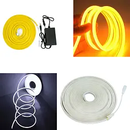 Набір гнучка неонова стрічка LED NEON YL-2, біла і жовта, 5 м, з блоком живлення 220–12 В - мініатюра 2