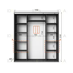 Шафа-купе Idea серія 7 190 x 60 x 210 см Антрацит Дзеркало - мініатюра 2
