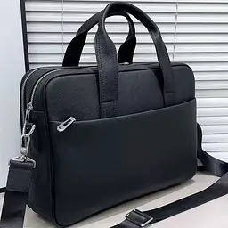 Шкіряна чоловіча ділова сумка-портфель портфель для ноутбука чорний Tiding Bag 56901 40 см - мініатюра 4