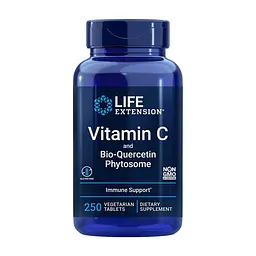 Вітамін С і фітосома біо-кверцетину Life Extension Vitamin C and Bio-Quercetin Phytosome, 250 таблеток для підтримки серцево-судинної системи
