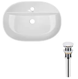 Комплект Qtap Scorpio: Раковина накладна овальна 600х400х120 мм White + Донний клапан PU02 (QT14112203WN47315)