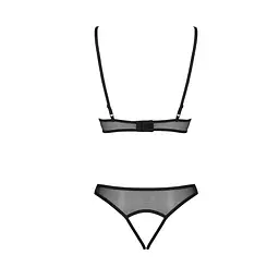 Комплект із бралету з ажурним ліфом та відкритими трусиками Passion CHRISTA SET Open Bra L/XL black - мініатюра 4
