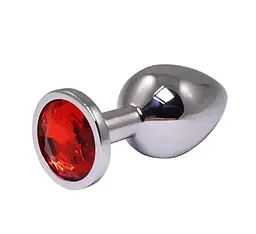 Анальна пробка Fantasy Silver Butt Plug Diamond S 7 см (червоний) - мініатюра 2