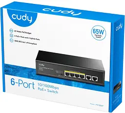 Комутатор Cudy FS1006P, 6 портовий 10/100M PoE+Switch 60W - мініатюра 4