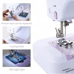 Швейна машинка міні з адаптером 220В та педаллю біла Yasm 505 12 в 1 Sewing Machine - мініатюра 4