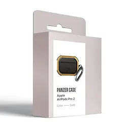 Чохол для навушників Apple AirPods Pro 2 2022, золотий, Panzer, протиударний захисний кейс з TPU та полікарбонату, посилені стінки, захист від подряпин, пилу та ударів, легкий та компактний, з карабіном для кріплення, ArmorStandart (ARM82752) - мініатюра 2