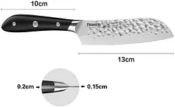 Ніж сантоку Hattori hammered з нержавіючої сталі Fissman 13х10 см kuh0007499 - мініатюра 2