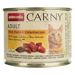 Вологий корм для котів Animonda Carny Adult Beef, Chicken + Duck hearts з яловичиною, куркою та качиними серцями 200 г - мініатюра 2