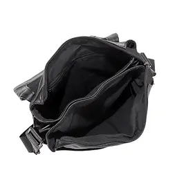 Сумка чоловіча шкіряна Tiding Bag A25F-FL-875A чорна з клапаном - мініатюра 4
