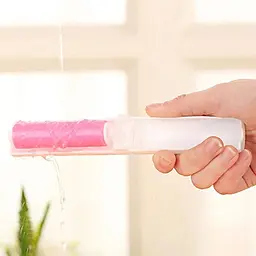 Багаторазовий липкий ролик для чищення одягу Semi Mini складаний Pink - мініатюра 4
