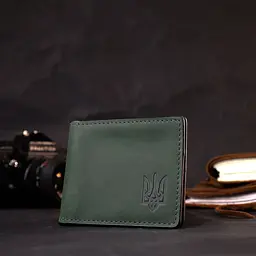 Якісна шкіряна обкладинка на посвідчення учасника бойових дій Grande Pelle 11664 зелений - мініатюра 7