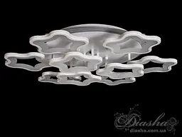 Сучасна LED люстра в спальню з пультом Diasha 1660/6+3WH біла димер 135W 55 см 3 режими світла - мініатюра 2