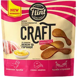 Грінки житньо-пшеничні Flint Craft Grenki зі смаком Бекон та гірчиця хвилясті 80 г