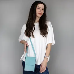 Сумка для телефону жіноча замшева Virginia Conti 03804 блакитна - мініатюра 4