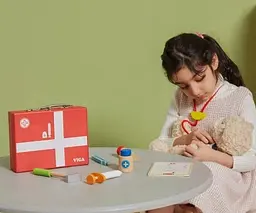 Ігровий набір Viga Toys Валіза доктора 50530 дерев'яний набір 10 інструментів лікаря - мініатюра 3