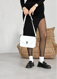 Жіноча сумка Sambag Leoma Shine біла 25*7*17 см (54050008) - мініатюра 6