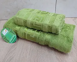 Набір турецьких бамбукових махрових рушників Cestepe 50х90+70х140 Bamboo Grek Light green - мініатюра 2