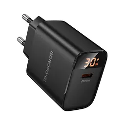 Зарядний пристрій BOROFONE BA97A Ilustre USB-C PD30W digital display Black (6941991120480) - мініатюра 4