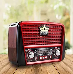Радіоприймач Golon RX-455S акумуляторне радіо Solar USB Червоний - мініатюра 4