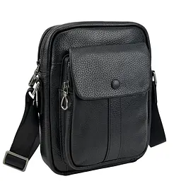 Чоловічий месенджер із м'якої шкіри Tiding Bag 1639A чорний