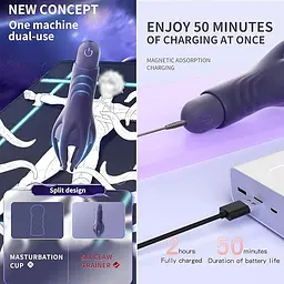 Чоловічий мастурбатор LOCOGO Penis Trainer Massager — вакуумний тренажер з вібрацією на 10 режимів - мініатюра 5