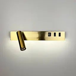 Латунне бра Line F з поворотним спотом зліва + розʼєм USB Арт. WJ 028/2 R AB (правий) - мініатюра 4
