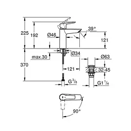 Змішувач для раковини Grohe QuickFix Start M-Size 23746002 з донним клапаном, Хром - мініатюра 2