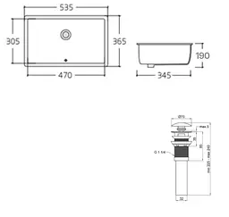 Комплект Qtap Stork: Раковина врізна овальна 570x390x210 мм White + Донний клапан PU02O (QT15116032WN47293) - мініатюра 7