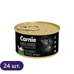 Набір вологого корму для котів Carnie м’ясний мус з кроликом, насінням чіа, томатами та желе 24 шт x 85 г 
