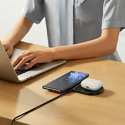 Бездротовий зарядний пристрій Baseus Digital LED Display 2in1 Wireless Charger 20W Universal version чорний - мініатюра 2