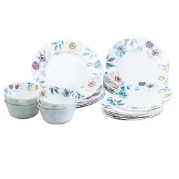 Столовий сервіз на 6 персон порцеляновий Meadow flowers, білий TS Kitchen HP23408 - мініатюра 8
