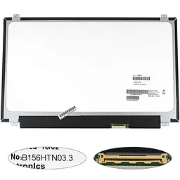 Матриця 15.6 B156HTN03.3 1920х1080, 40pin, LED, SLIM вертикальні вушки, матова, роз'єм праворуч знизу для ноутбука
