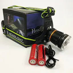 Налобний ліхтар Bailong BL-A7-P50, zoom, microUSB, 2х18650, 3 режими, надпотужний ліхтар налобний - мініатюра 3