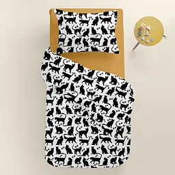 Дитяча постільна білизна в ліжечко CATS CS16, чорний (CatsPawsBlackWhite_16Mustard_140) - мініатюра 2