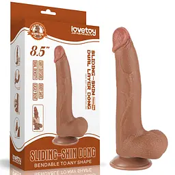 Фалоімітатор Lovetoy Sliding-Skin Dual Layer Dong 8.5'' 20 см (коричневий) - мініатюра 13