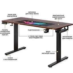 Стіл Mealux PowerDesk Duo Walnut (арт. EVO-242 Duo Walnut /B) - мініатюра 2