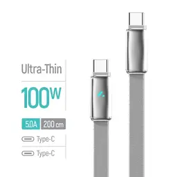 Дата кабель USB-C to USB-C 1.0m 5A 100W ultra-thin gray ColorWay (CW-CBPDCC100-GR) - мініатюра 4