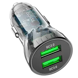 Адаптер автомобільний HOCO Transparent Discovery Edition dual port Z47 2USB, QC, 3A